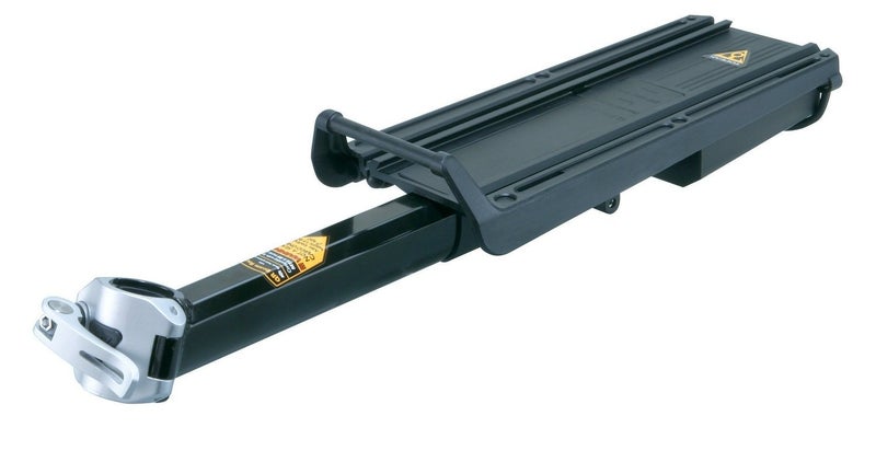 TOPEAK حامل دراجة توبيك MTX BeamRack EX - خفيف الوزن من الألمنيوم مع إطلاق سريع للخلف للدراجات الجبلية وركاب الدراجات - سعة 15 رطل، متوافق مع حقيبة MTX TrunkBag مع حزام مطاطي، صينية تخزين وعاكس أمان - Image 1